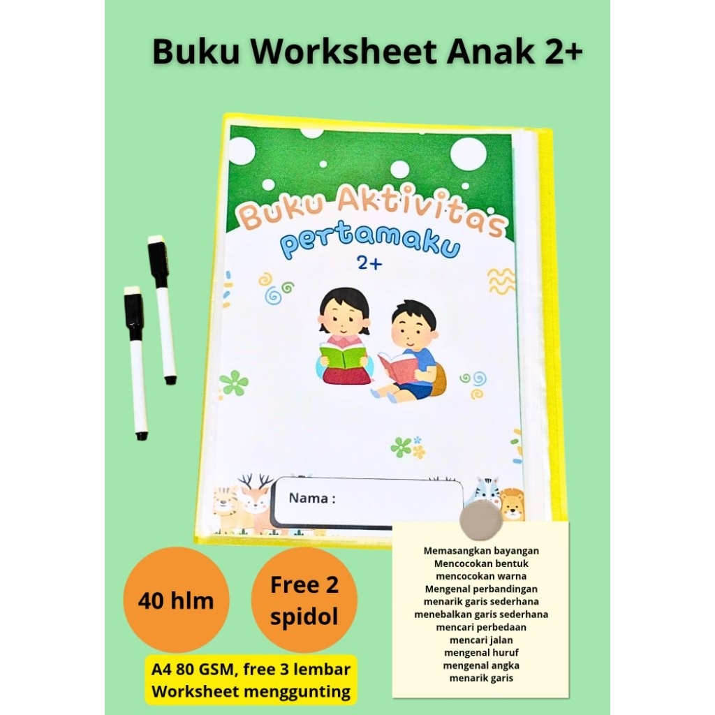 Buku Aktivitas Anak 2 tahun ( Worksheet anak 2+)  80 GSM