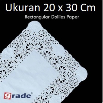 DPR03 20x30 Cm Doilies Paper Persegi Kertas Renda Tatakan Alas Hiasan Kue Gelas Piring Nyonya Lie