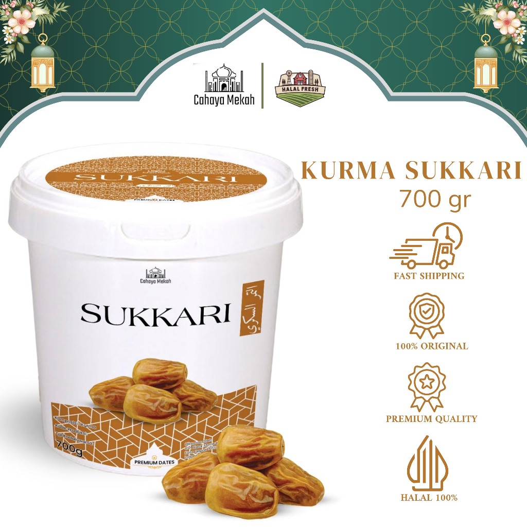 

Cahaya Mekah Kurma Sukari Ember 700gr Kurma Sukkari Premium Original High Quality