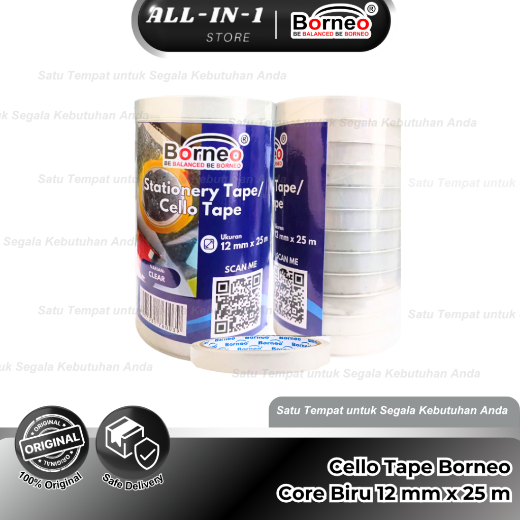 

Borneo Cello Tape Bening 12mm x 25m Solasi bening/ Selotip / Solatip Borneo