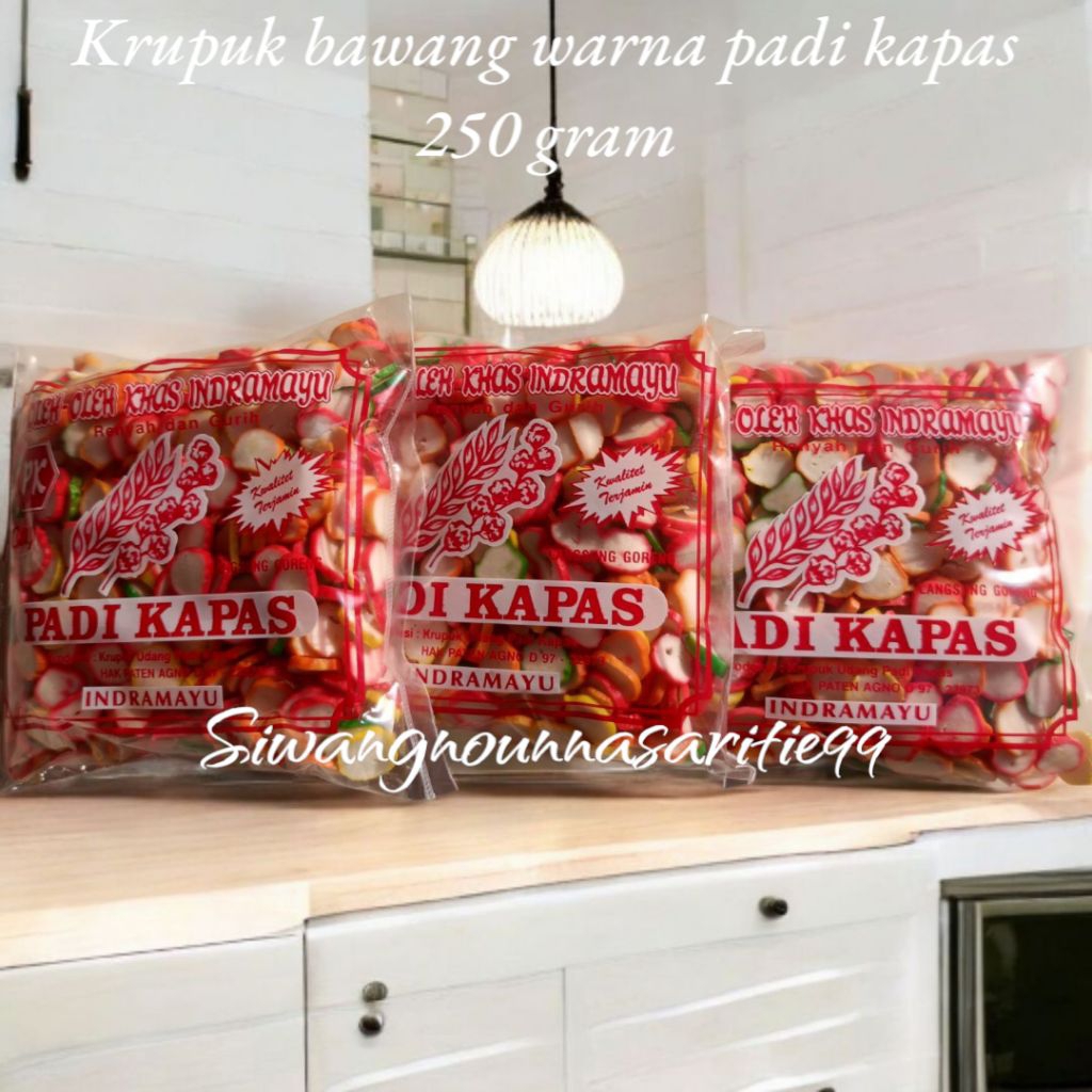 

Kerupuk Bawang Mentah Warna Padi kapas 250 gram