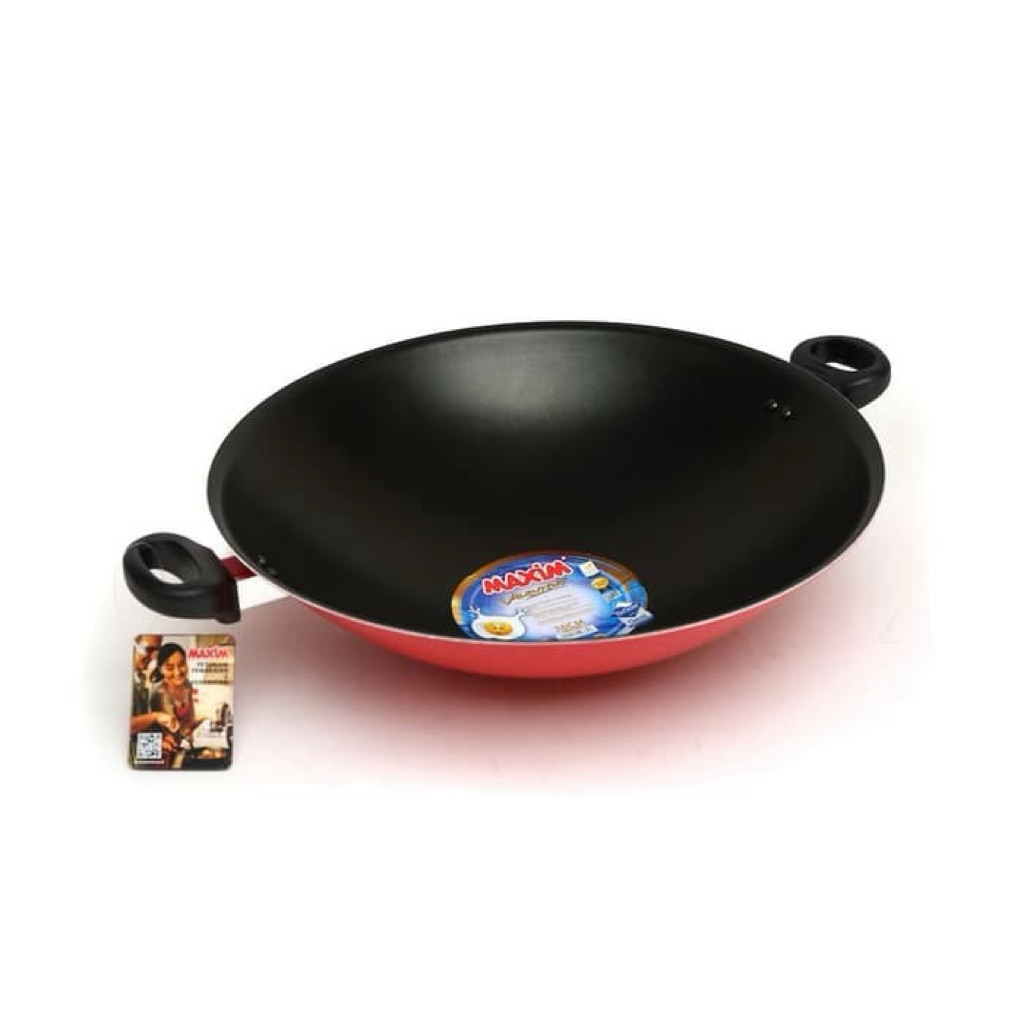 MASPION VALENTINO WOK MAXIM KUALI WAJAN PENGGORENGAN 30 36 CM TEFLON ANTI LENGKET TEBAL SNI MURAH GA