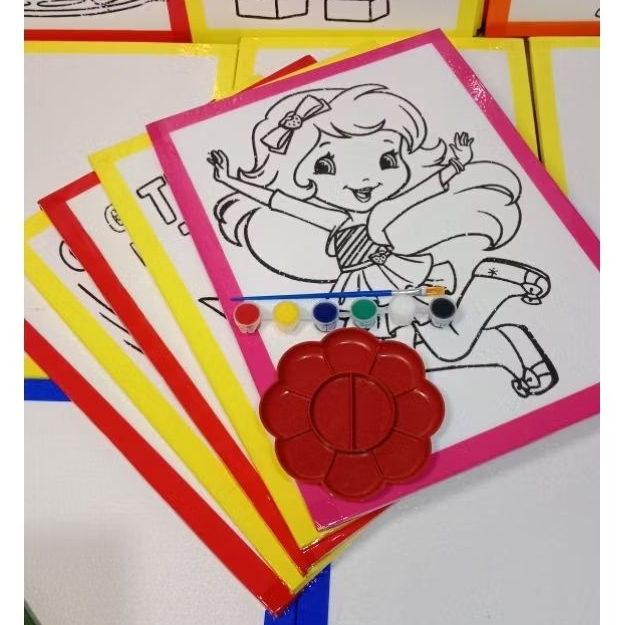 Set Mewarnai Sterofoam 5 Gambar 1 Kuas 1 wadah Cat dan 6 Warna Cat Akrilik Set Mewarnai Murah