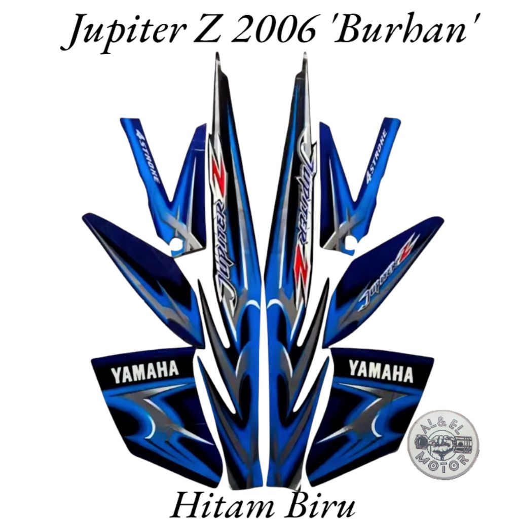 Stiker Striping Body Motor Yamaha Jupiter z burhan 2006 Hitam Biru