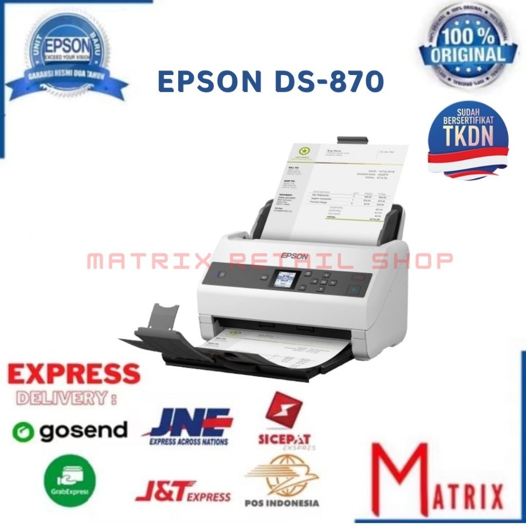 Scanner EPSON WORKFORCE DS-870 DS870 DS 870 A3 Dilipat Garansi Resmi