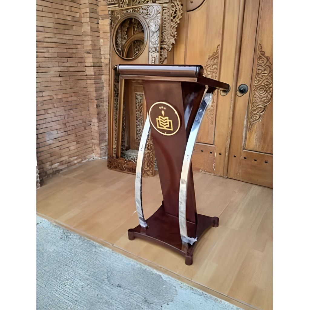 MIMBAR PODIUM JATI MINIMALIS STAINLESS / MIMBAR PODIUM MINIMALIS JATI STAINLESS NATURAL