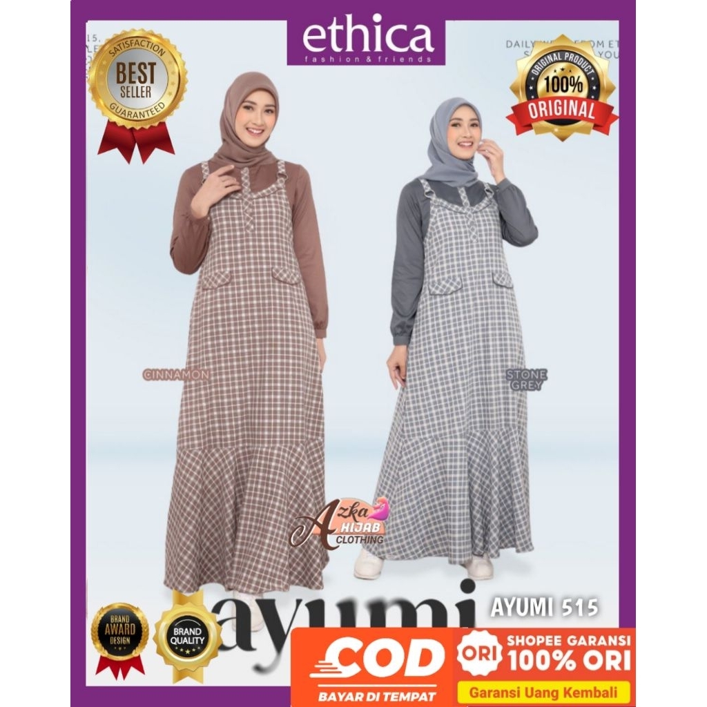 ETHICA Dress Ayumi 515 Ethica Original - Dress Wanita Hijab Kekinian- Dress Wanita Remaja - Baju Gam