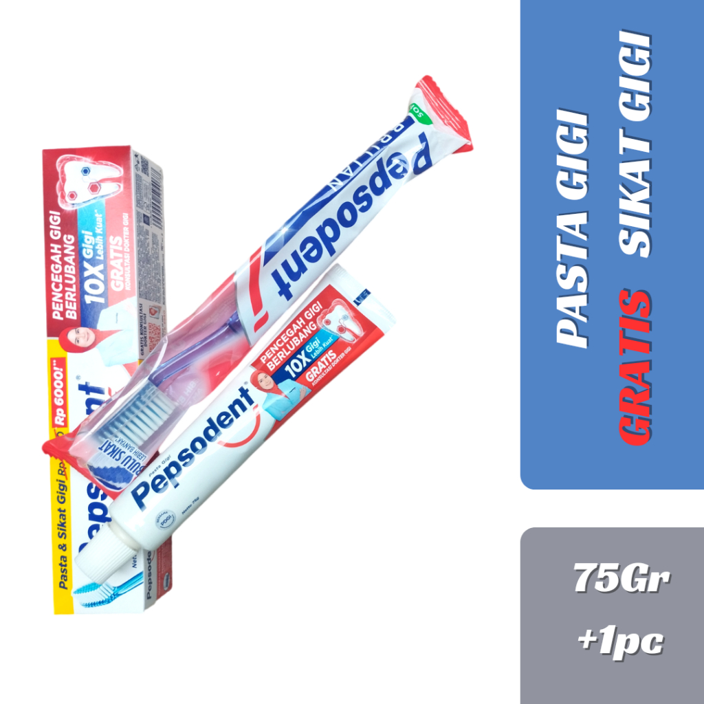 Pepsodent 75 gr GRATIS SIKAT GIGI