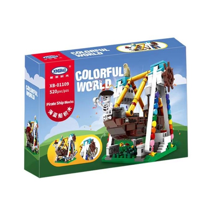 XingBao Bricks Toy Colorful World Pirate Ship Blocks Kids Building Blocks Set 520pcs Bricks
