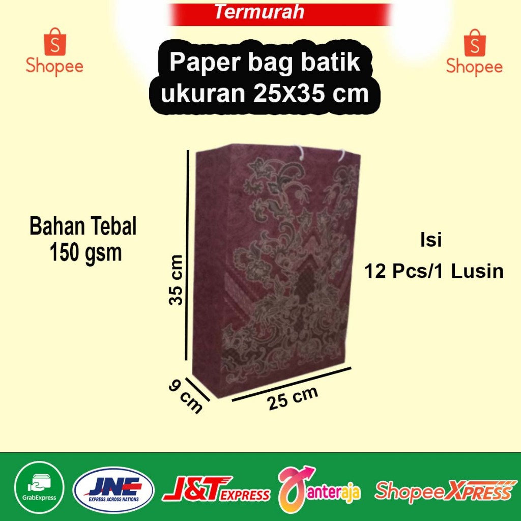 

Paper Bag Batik Ukuran 25x35 cm Isi 12 Pcs/ 1 Lusin