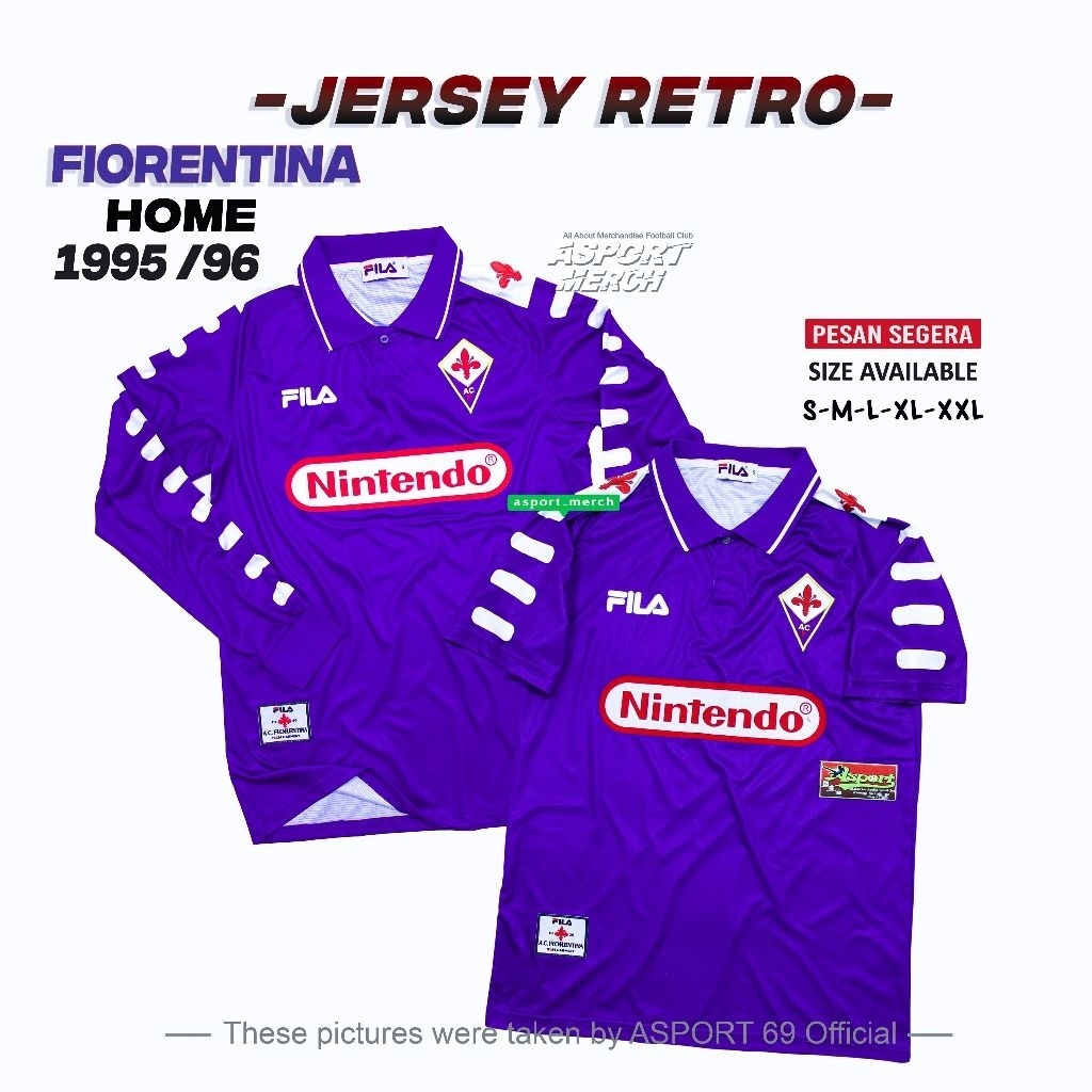 JERSI BOLA RETRO FIORENTINA HOME 1998 1999 GRADE IMPORT