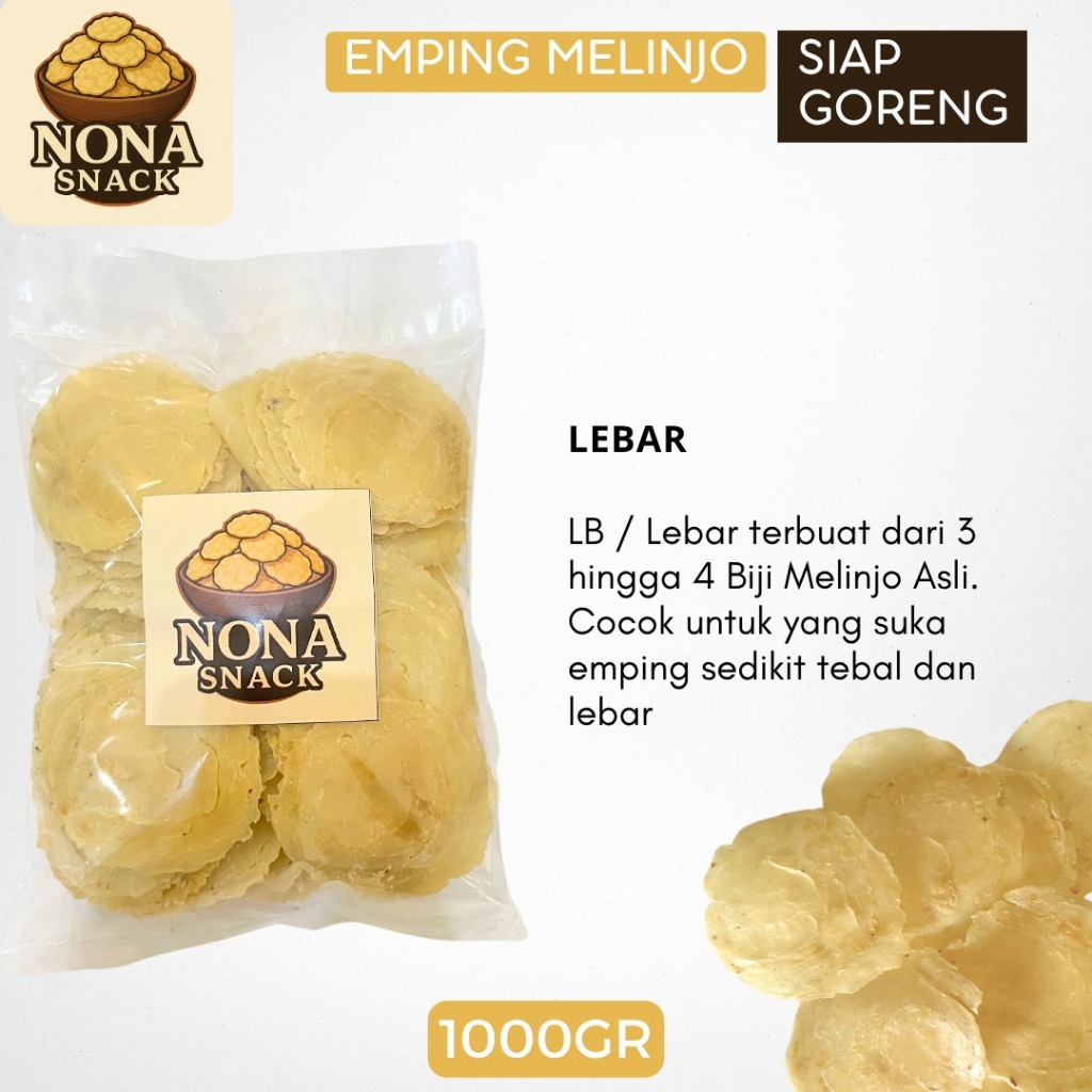 

NONA SNACK - Emping Melinjo Lebar 3biji Siap Goreng Murah