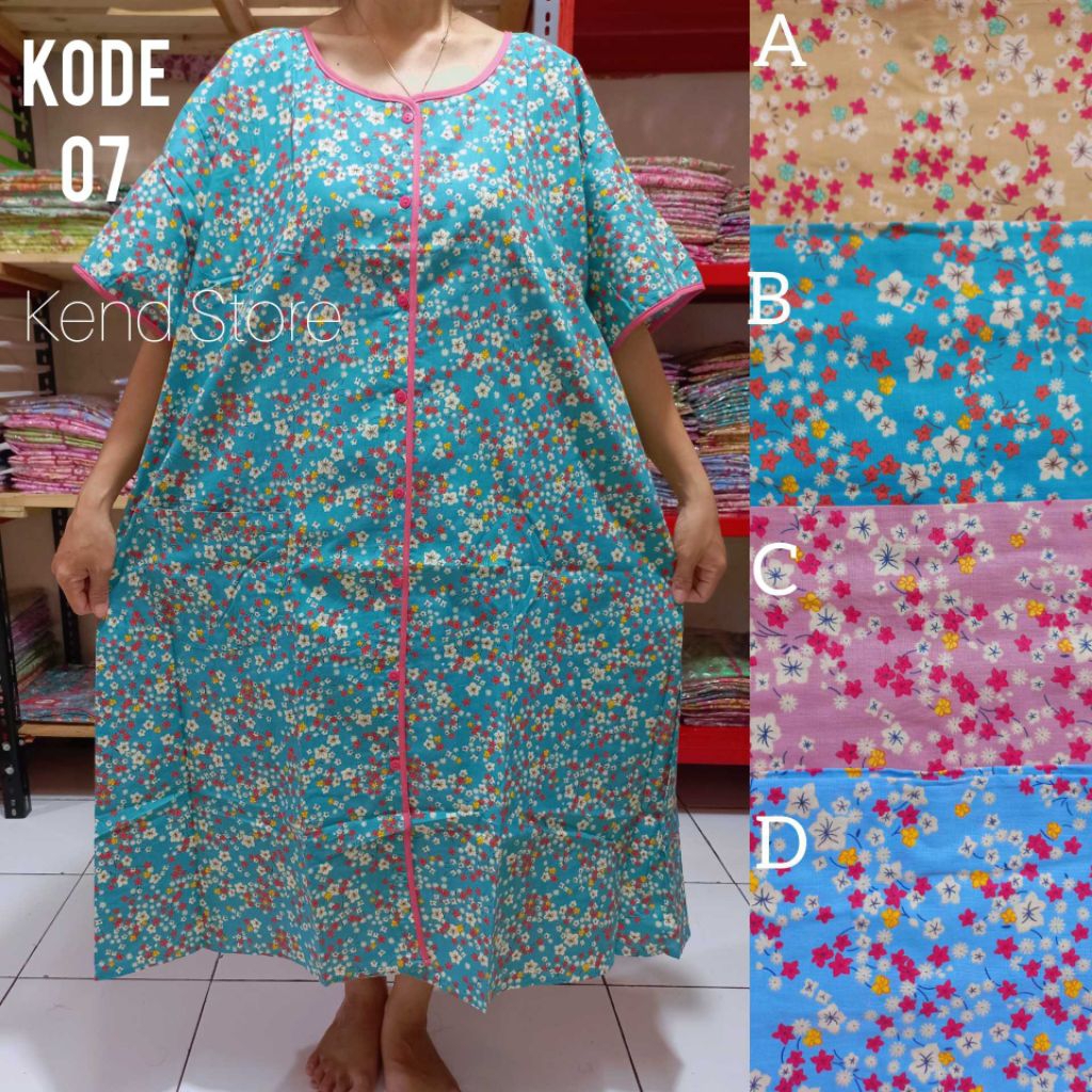 Daster Full Kancing Hidup Super Jumbo XXXL LD 140 Cm Katun Jepang Lokal Pretty Girl