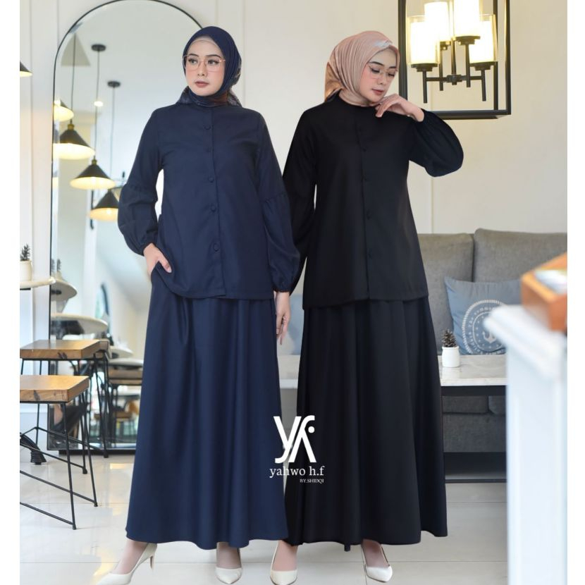 Yahwo Hijab Fashion - Setelan Wanita Kekinian Terlaris - One Set Kancing - Busui - Bahan Toyobo