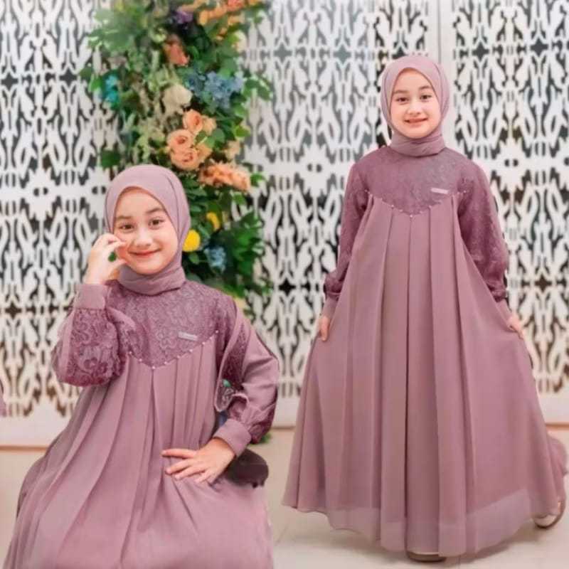 Gamis Anak Set Jilbab Gamis Anak Perempuan Gamis Anak Tanggung 3-13 Tahun Gamis Ceruty Brukat Gamis 