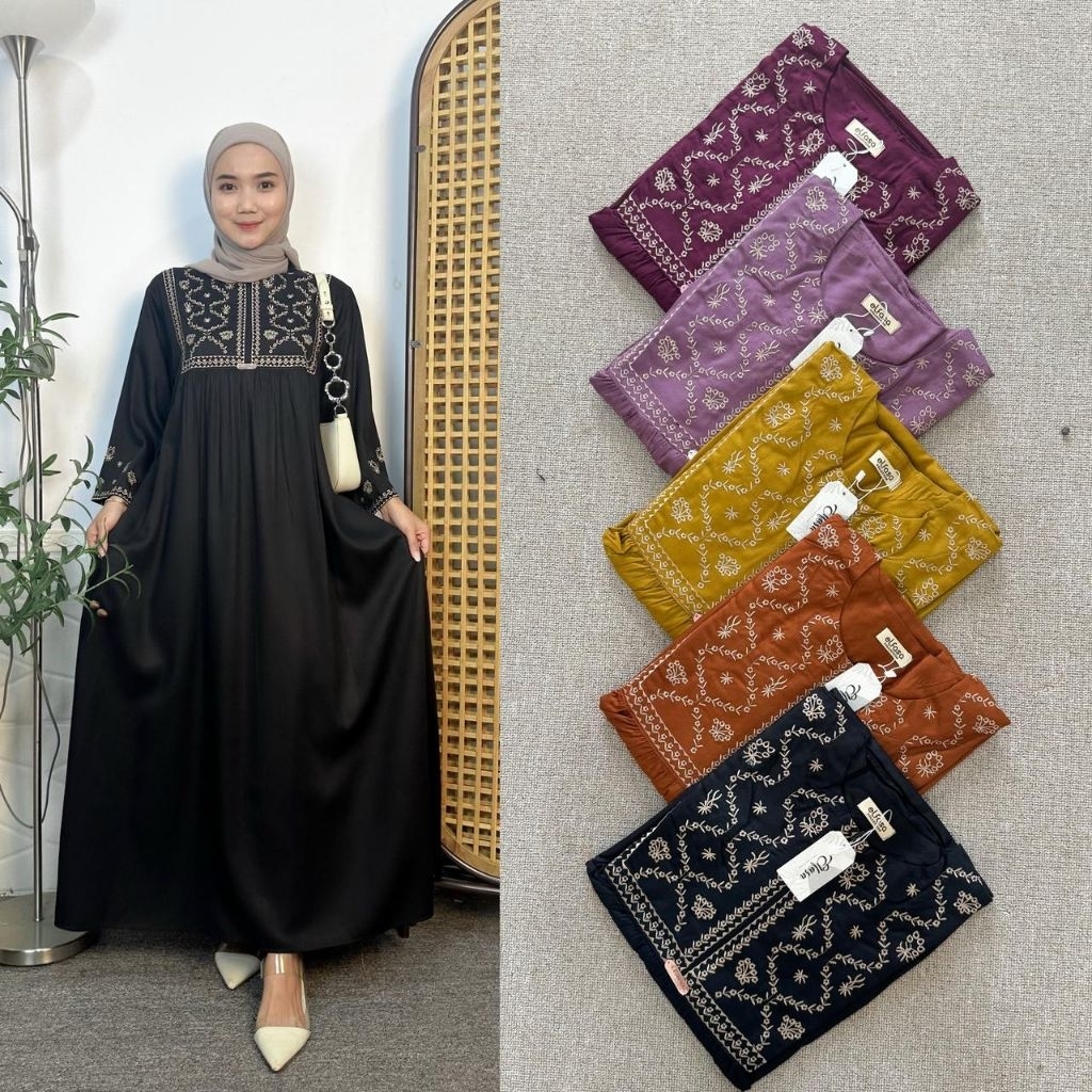 MAKAYLA MIDI DRESS BY ELFASA//MIDI DRESS TWILL BORDIR PREMIUM//MIDI DRESS BORDIR//MIDI TWILL BORDIR/