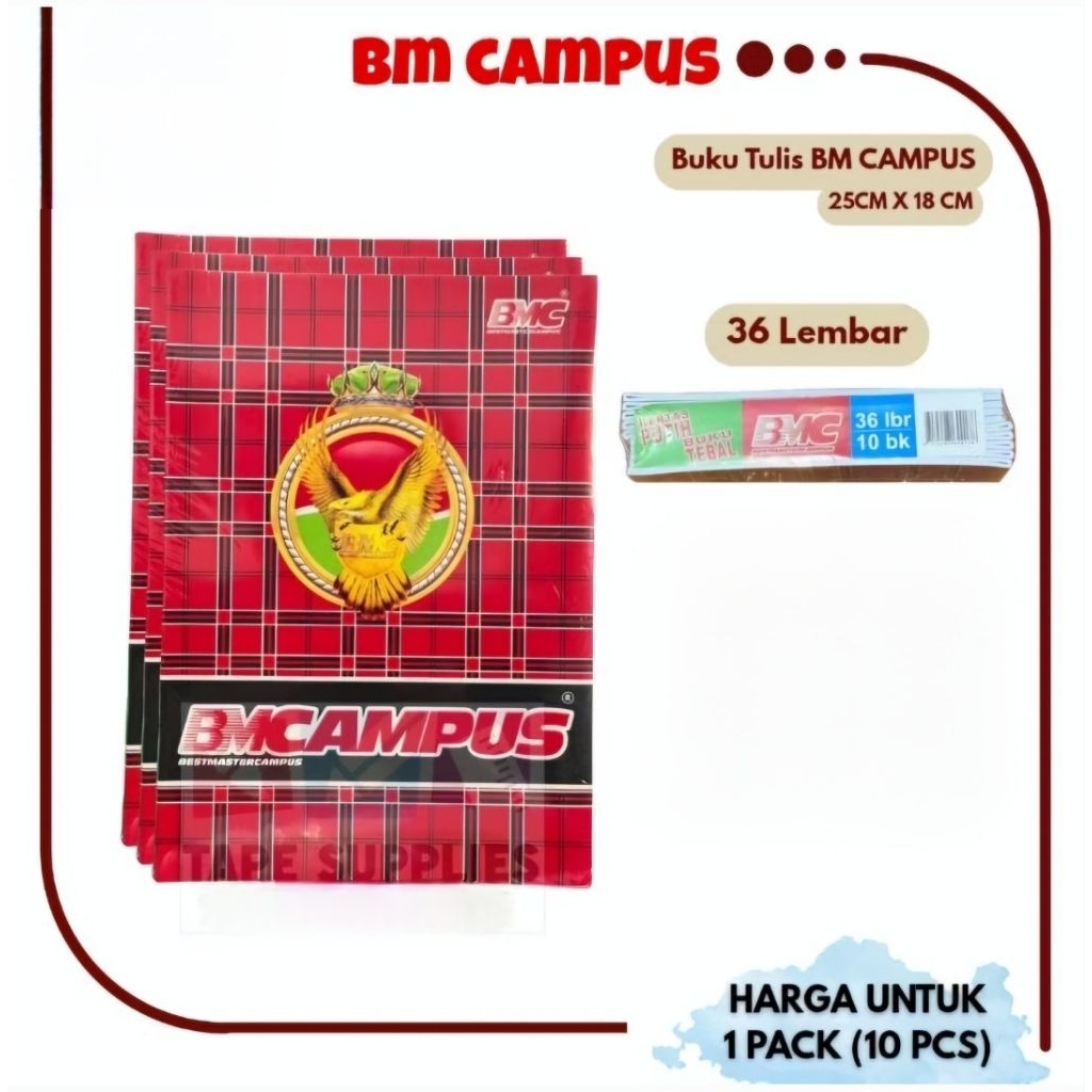

Buku Tulis BMCampus dan BMBcampus 1pack(10pcs) 36 Lembar 25x18 Cod