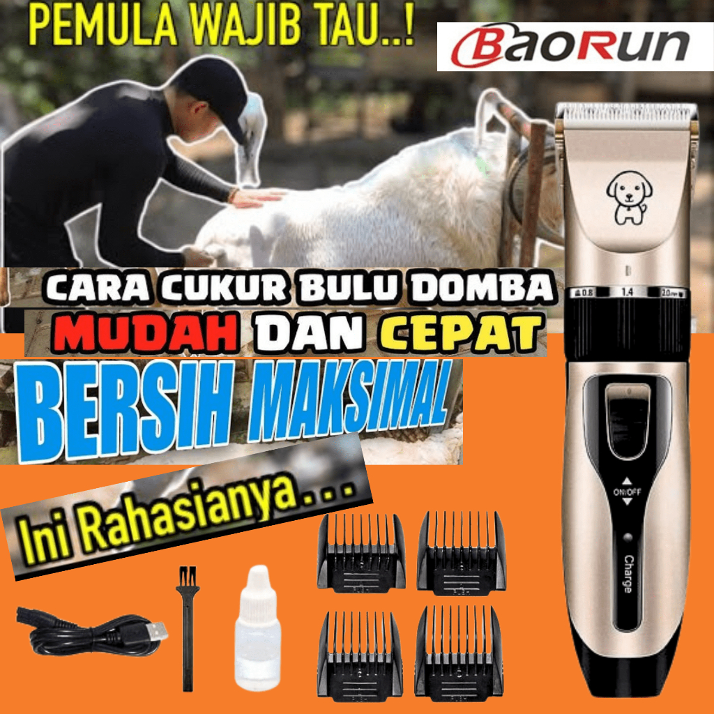 yochinn - PROMO BaoRun Asli Alat Cukur Bulu Kambing Domba Elektrik Tanpa Kabel Mesin Cukur Hewan Di