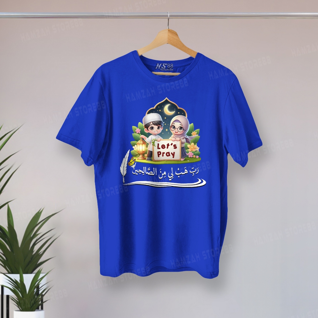 BAJU LETS PRAY KAOS ANAK LAKI-LAKI DAN PEREMPUAN KAOS DISTRO ANAK MUSLIM KAOS SANTRI PESANTREN BAHAN