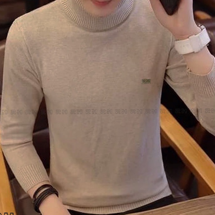 sweater rajut turtleneck pria kerah tinggi turtleneck switer leher panjang baju rajut sweater