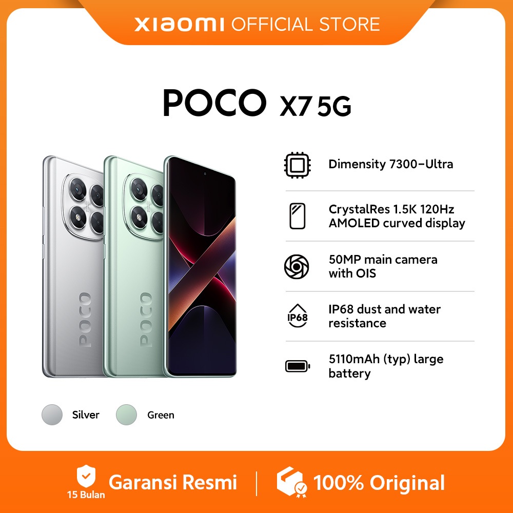 POCO X7 5G | Dimensity 7300-Ultra | CrystalRes 1.5K 120Hz AMOLED curved display | 50MP main camera with OIS [Official Store]