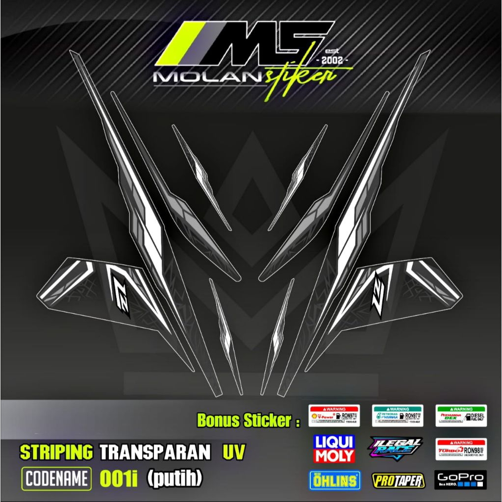 Decal Sticker Striping Variasi Transparan Uv Vega RR 115 2013-2016 Spark 115 i Sight 115 Spark Nano 