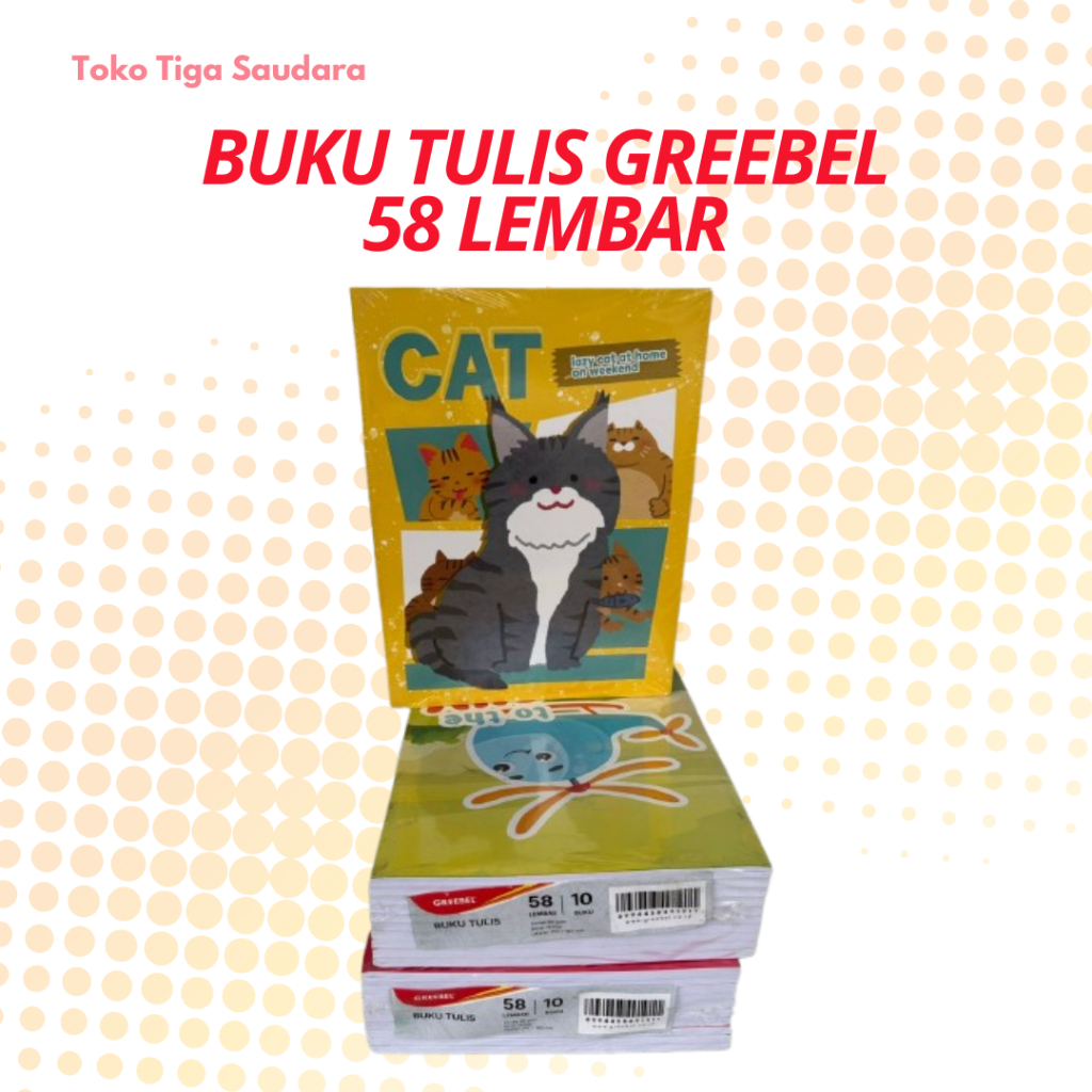 

Buku Tulis GREEBEL 58 Lembar 1 Pack Isi 10 Buku