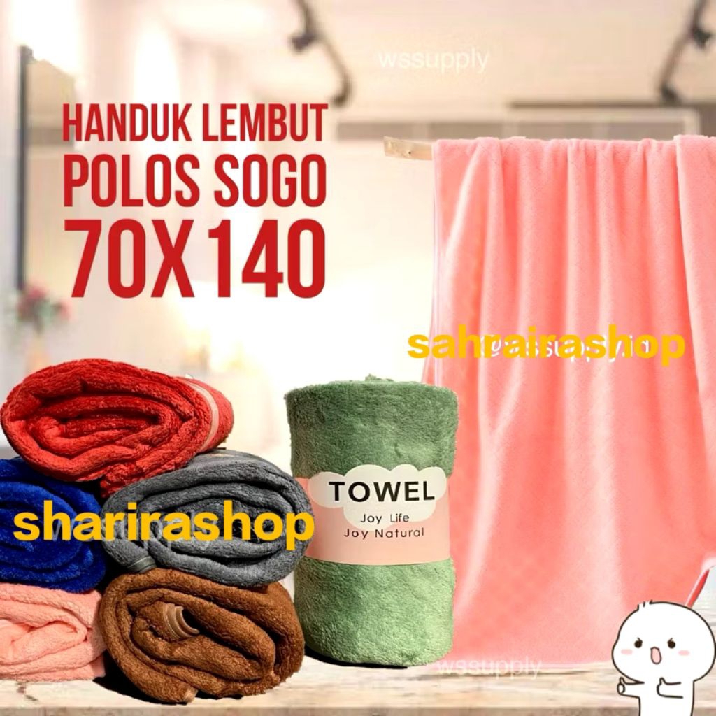 Handuk mandi, handuk halus, handuk lembut, handuk murah, handuk bayi, handuk polos ukuran 70x140