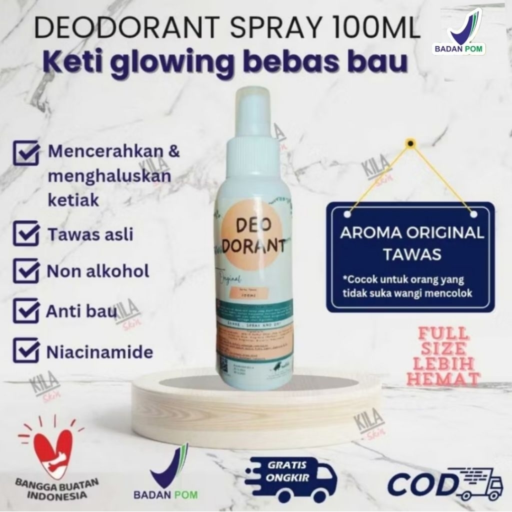 [BPOM] 100 ML NATURAL DEODORANT SPRAY TAWAS ORIGINAL 100% non Alkohol