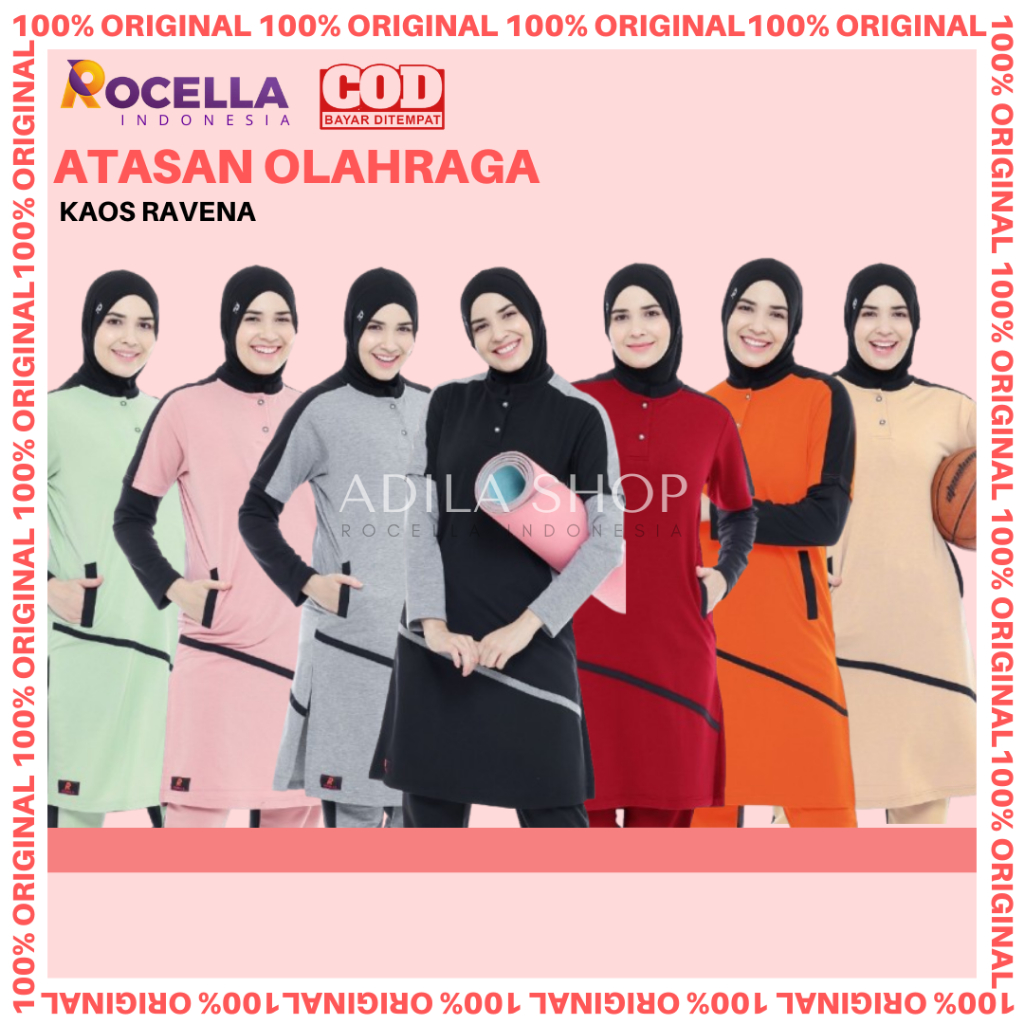 Rocella Kaos Ravena Kaos Yoga Muslimah Kaos Olahraga Muslimah Rocella Kaos Ravena Baju Senam Muslima