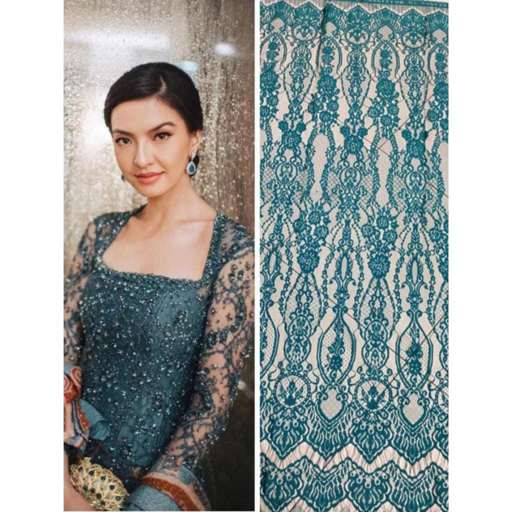 (COD)...Kain Brokat semi Prancis motif salur Terbaru untuk kebaya mewah