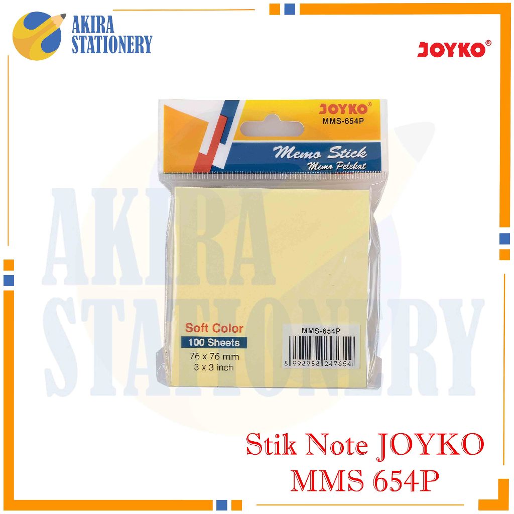

Sticky Note JOYKO 654 Pastel / Kertas Memo Tempel 654-P / Memo Stick 654P 3 x 3 in PAK ( 100 Lbr )