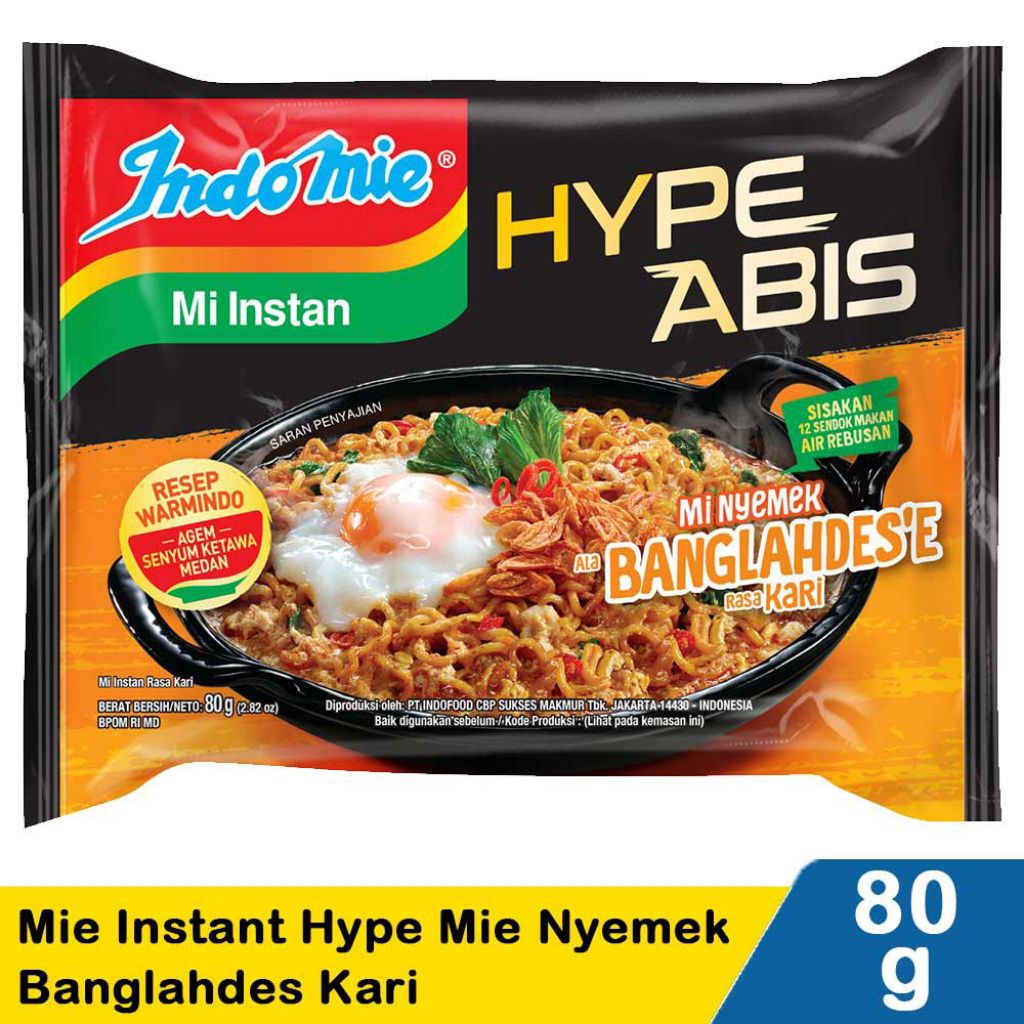 

Indomie Mie Instant Hype Mie Nyemek Banglahdes Kari 80g