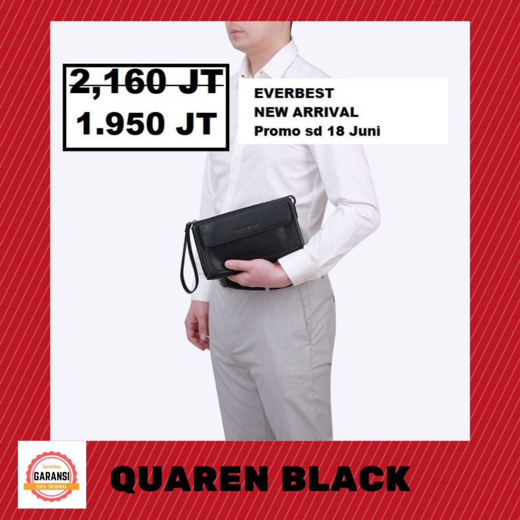 Tas clutch men pria Everbest seri QUAREN sale 100% original store