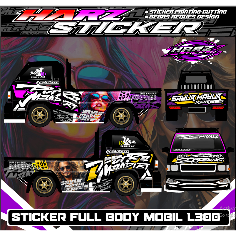 Stiker Decal Full Body Mobil Pick Up L300-Stiker Putra Mandiri-Stiker Bisa Custome Design