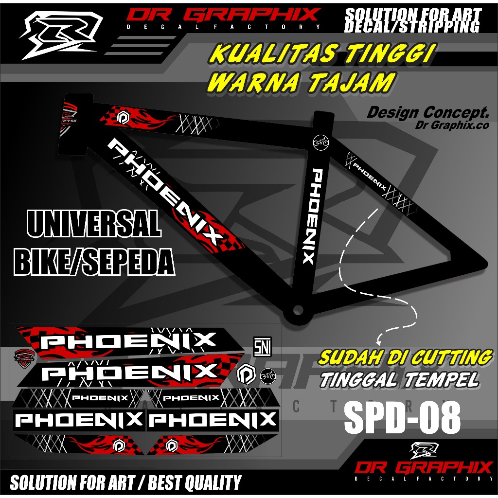 SPD-08 STRIPING SEPEDA PHOENIX UNIVERSAL ALL BIKE BMX STICKER DI CUTTING