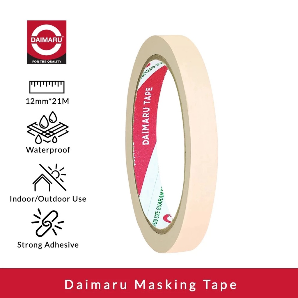 

Daimaru Masking Tape Lakban Kertas 12mm x 21m 0.5 Inch - Solasi Kertas 1 Jari