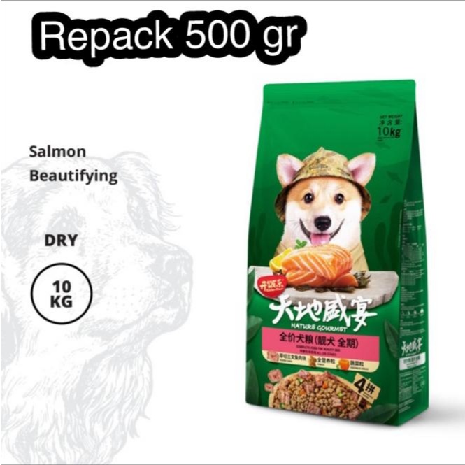Kitchen flavor salmon coat beautifying dog food repack 500 gr