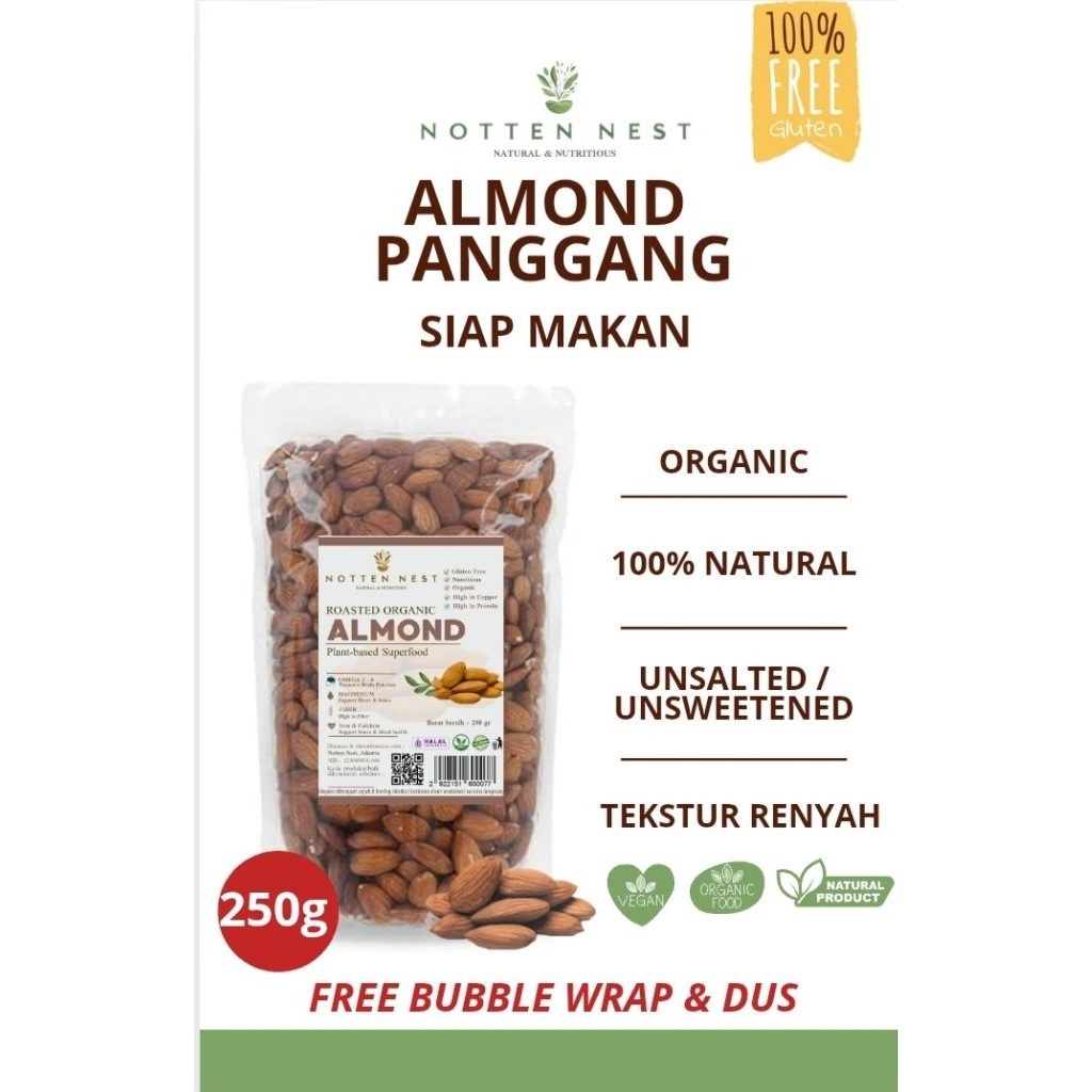 

KACANG ALMOND UTUH PANGGANG 250 GR/ROASTED WHOLE ALMOND 250GR