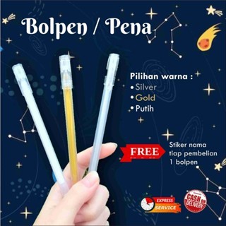 

Bolpoin / bolpen / pulpen / pena silver gold white / putih
