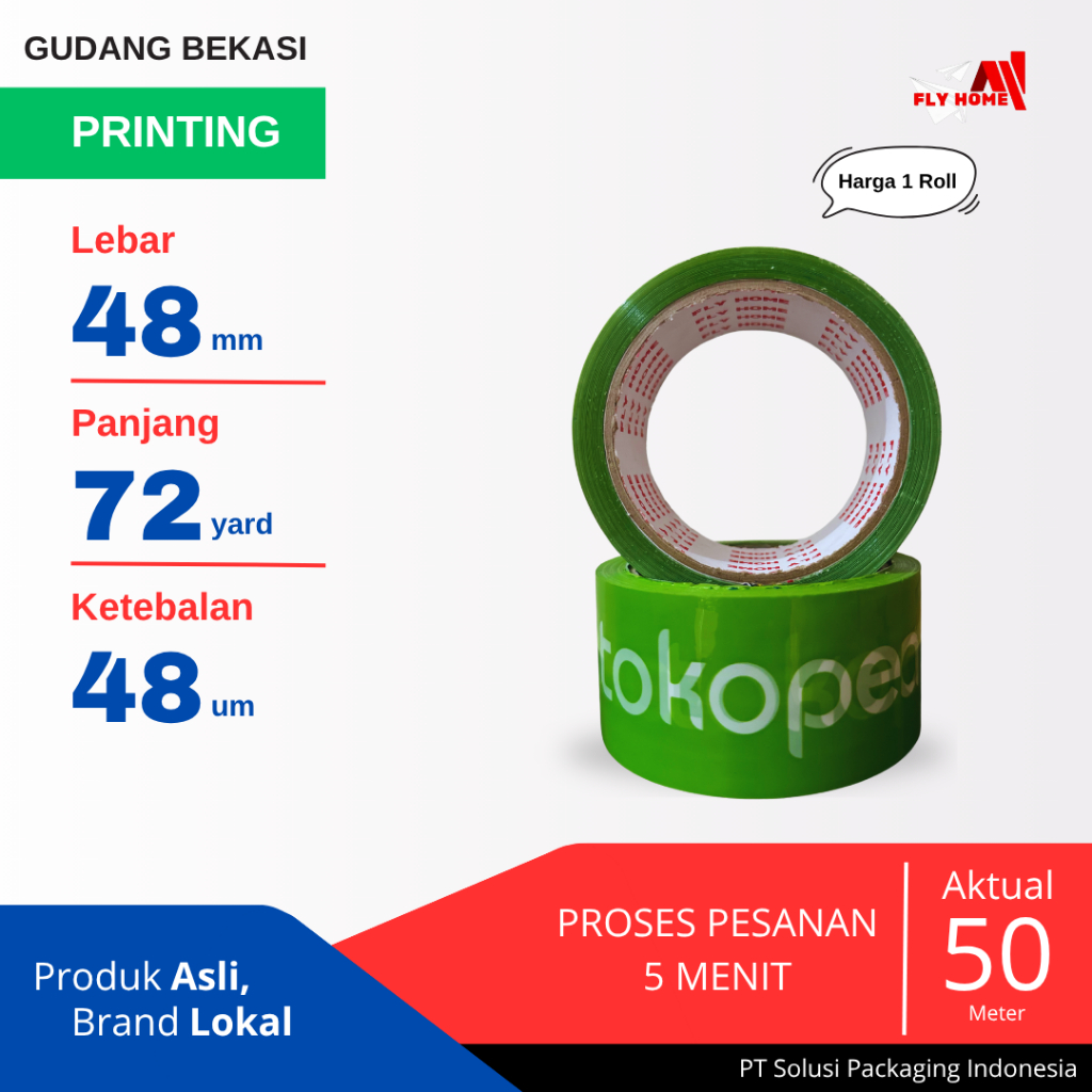 

FLYHOME 1Roll Lakban Online Shop 48x72Y 2inchi 72 Yard Tk Hijau