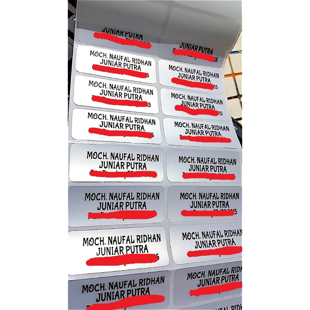 

Label nama anti air sticker waterproof Polos Silver