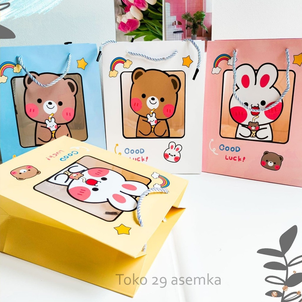 

PAPER BAG TEDDY BEAR RABBIT CD-002 (UKURAN 19.5x9.5x24.5 CM) KANTONG BERUANG KARTON SOUVERNIR KADO