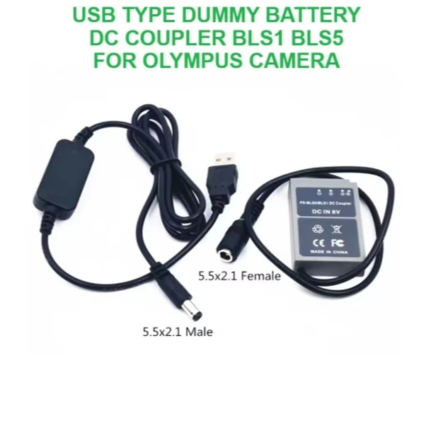 Usb Type DC Coupler Dummy Battery For Olympus BLS 1 BLS 5 BLS1 BLS5 OMD EM10II OMD EM10III EM5 Mark 