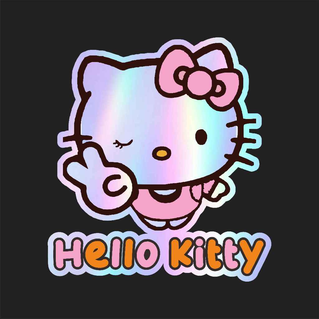 Skotlet Hologram Pelangi Emblem Sepeda Motor Sepeda Listrik Hello Kitty
