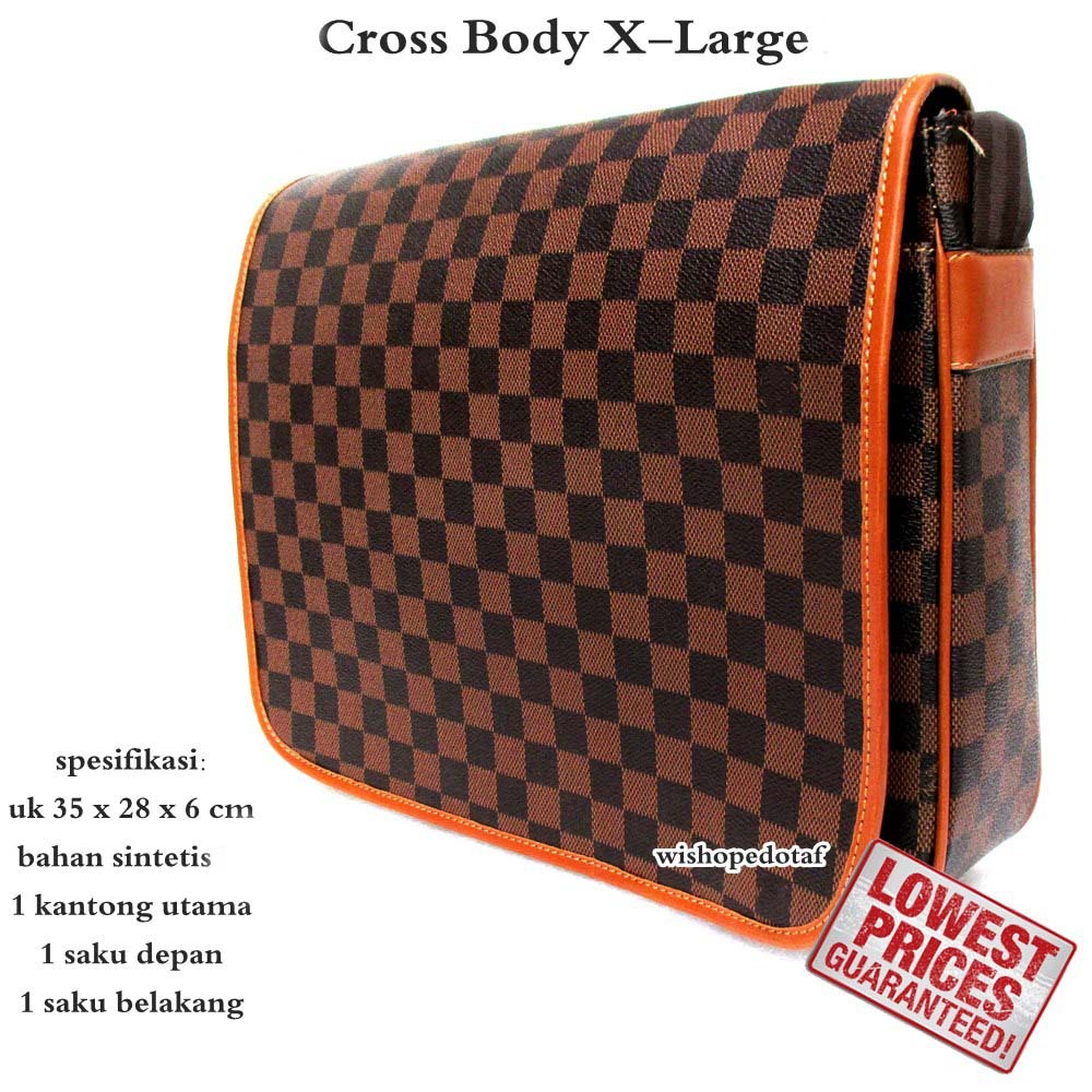 Tas Branded selempang Kulit Pria Brown Jumbo