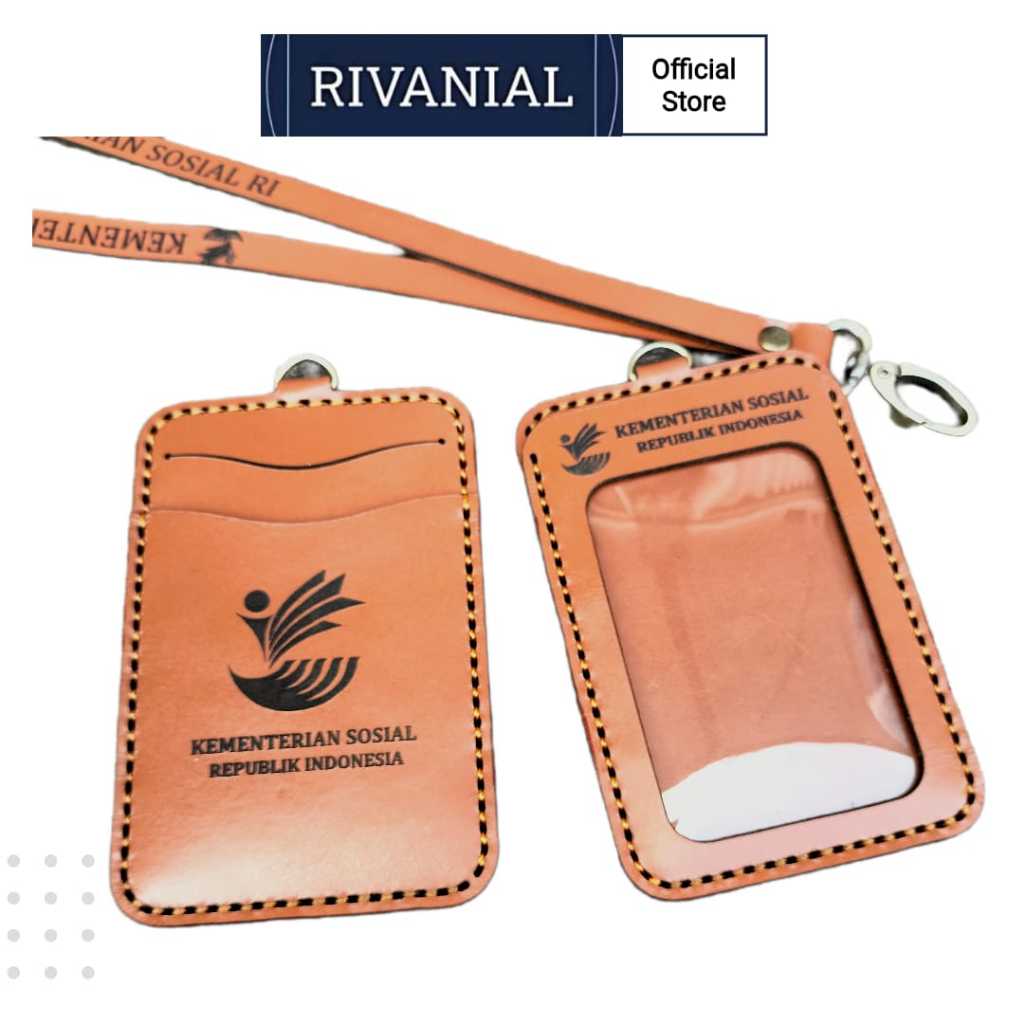 RIVANIAL ID Card  Kulit Sapi 2025 BARU Logo Name Tag Kulit Aslii CASE HOLDER Premium