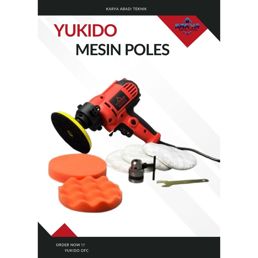 YUKIDO Mesin Poles Mobil Polisher 5 Inch Alat Poles Cat Mobil Full Set Car Alat Disc Disk Kaca Motor