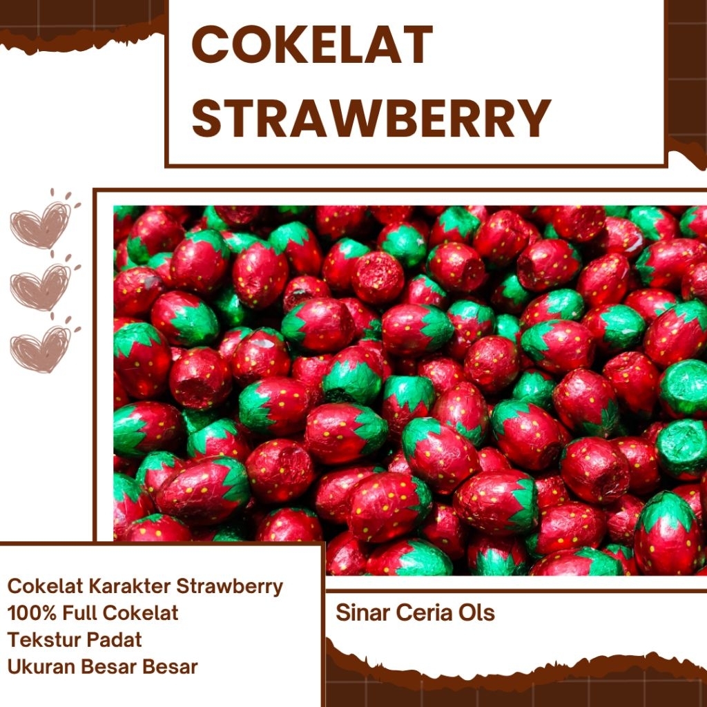 

Cokelat Karakter Strawberry / Strawberry Chocolate / Isi 30 Pcs