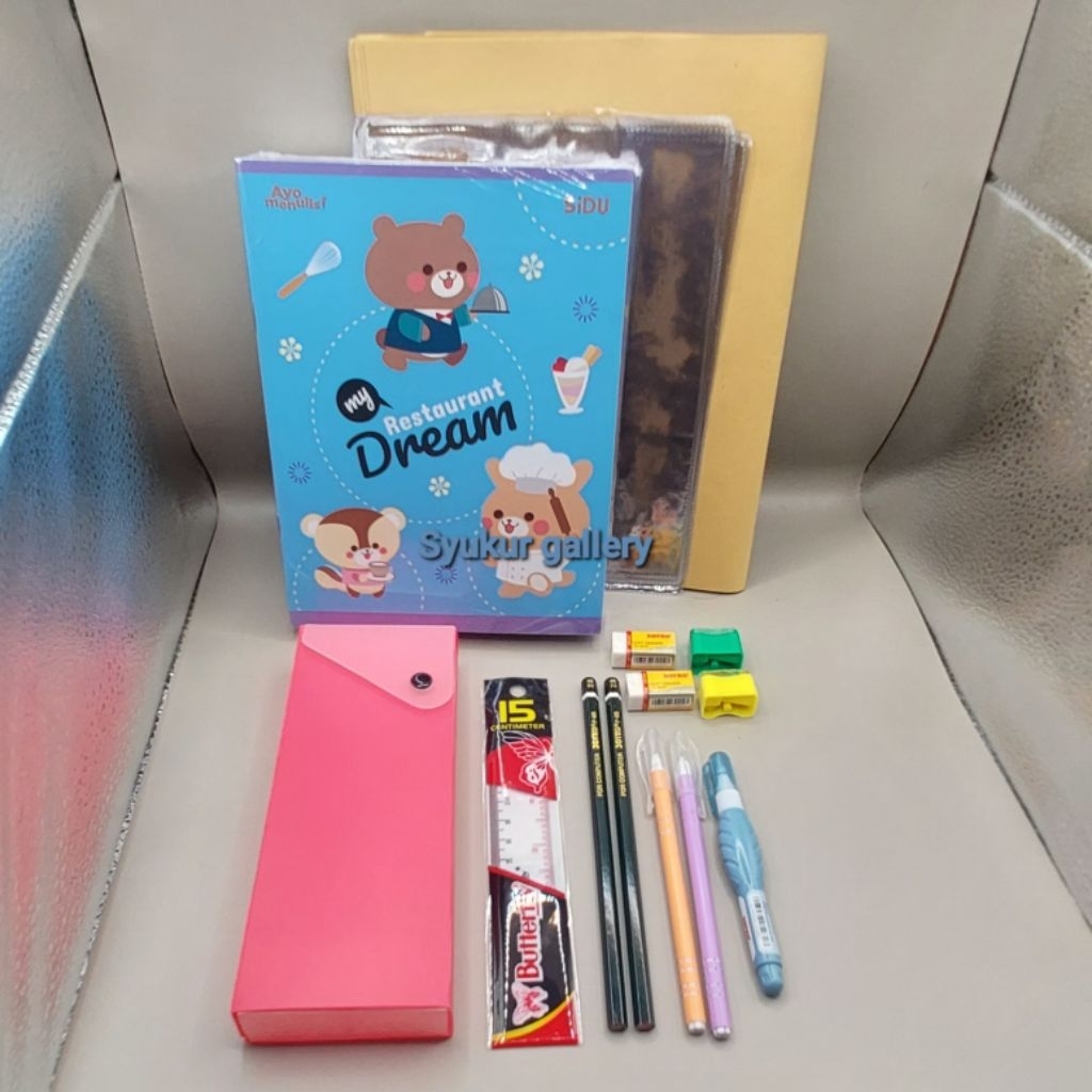 

(1 Set)Buku Sidu 38 Lembar dan Alat Tulis perlengkapan Sekolah 14 IN 1/Paket Lengkap masuk Sekolah